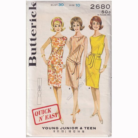 60s Shift Dress with Bateau Neckline Easy Simplicity 2680 - Picture 1 of 3